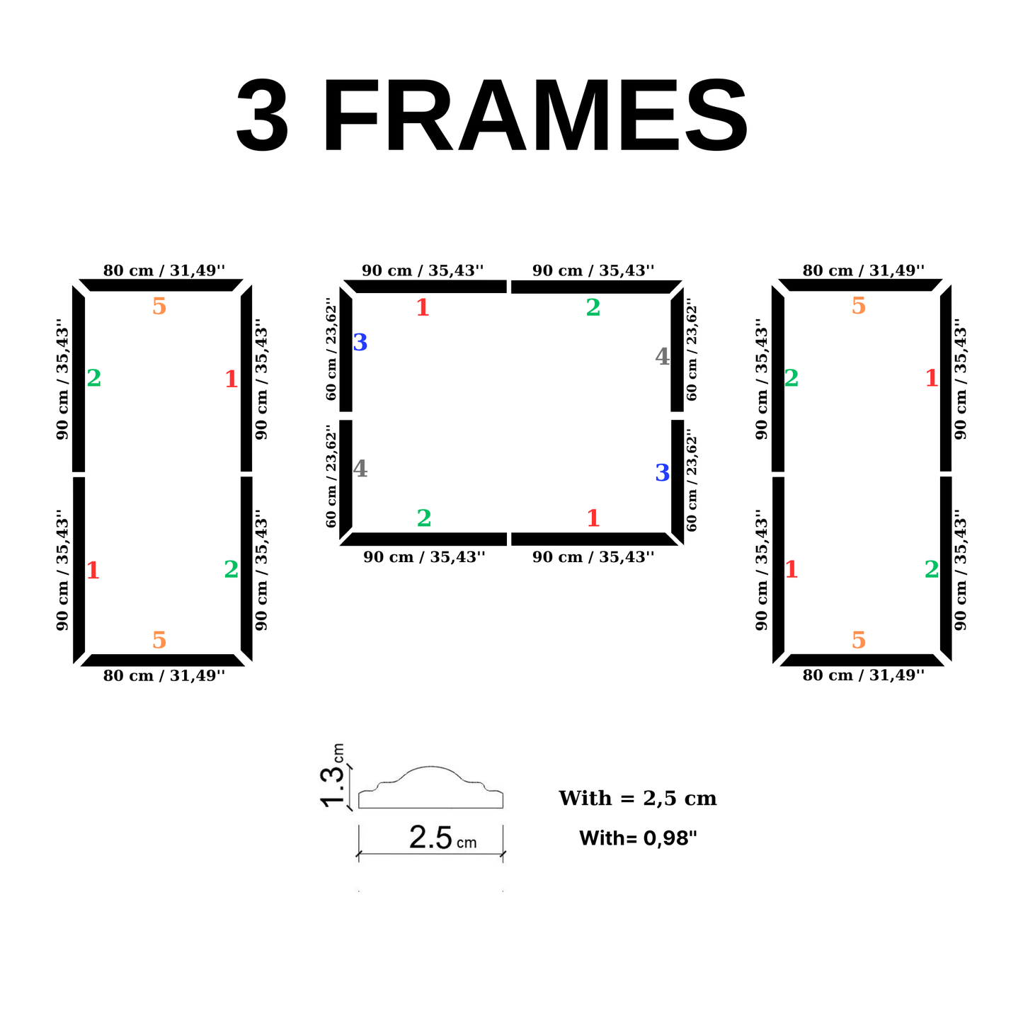 Decophia Panel Wall Molding Kit – Pre-Cut, Easy to Apply & Paintable (3 Panels)