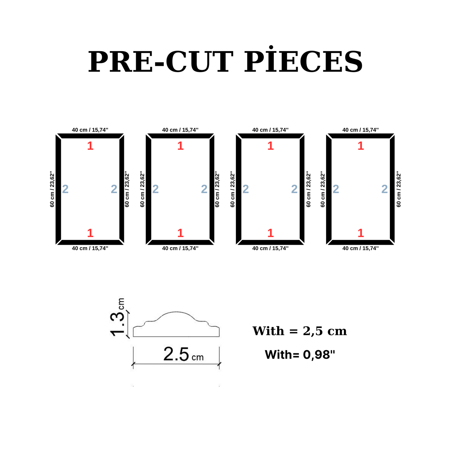Decophia Panel Wall Molding Kit – Pre-Cut, Easy to Apply & Paintable (4 Panels)