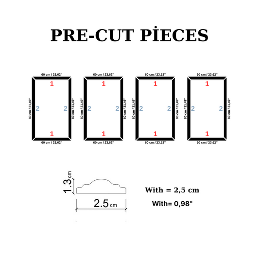 Decophia Panel Wall Molding Kit – Pre-Cut, Easy to Apply & Paintable (4 Panels)
