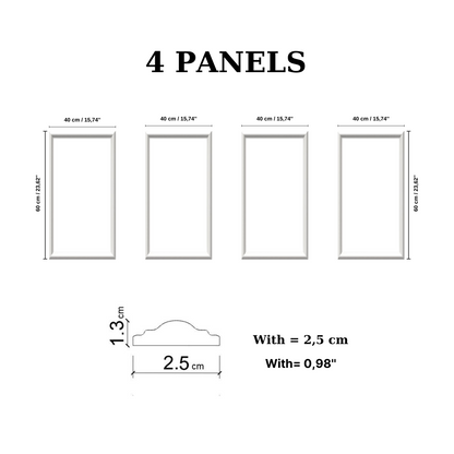 Decophia Panel Wall Molding Kit – Pre-Cut, Easy to Apply & Paintable (4 Panels)