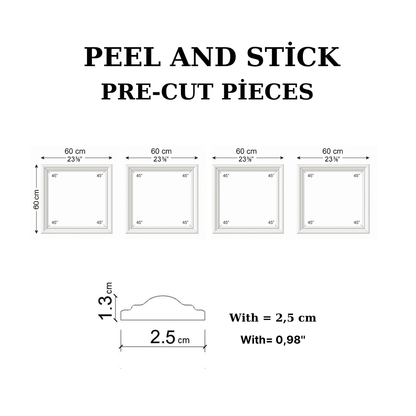 Peel and Stick Wall Molding Kit – 4 Panels (60x60 cm)