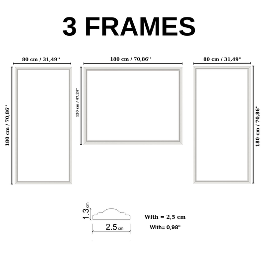 Decophia Panel Wall Molding Kit – Pre-Cut, Easy to Apply & Paintable (3 Panels)