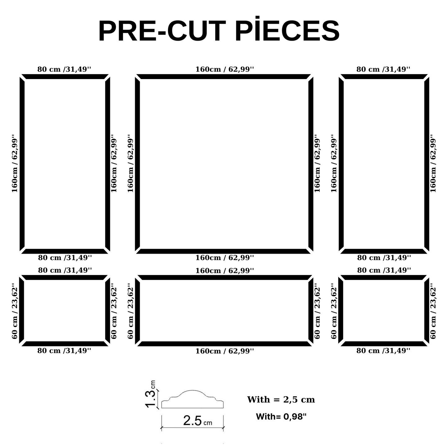 Decophia Panel Wall Molding Kit – Pre-Cut, Easy to Apply & Paintable (6 Panels)
